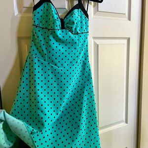 Y2K mint black polkadot dress